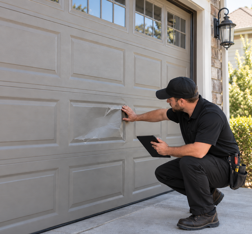 Garage door panel repair service